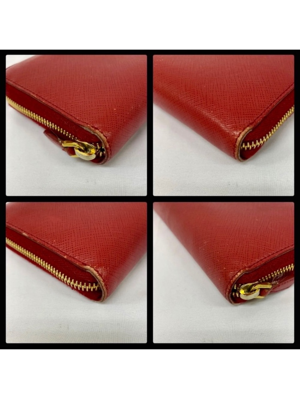 Prada Saffiano Shine Zip Around Wallet in Red - Picture 8 of 10